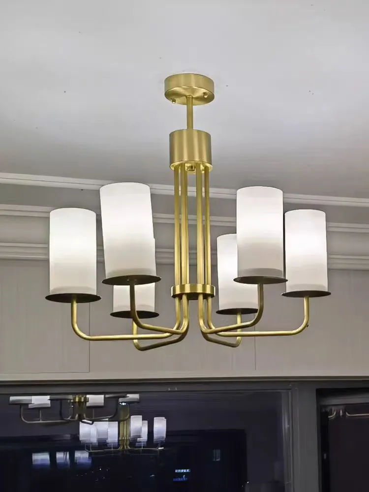 Modern Style Minimalism White Shades Chandelier/Wall Light in Brass