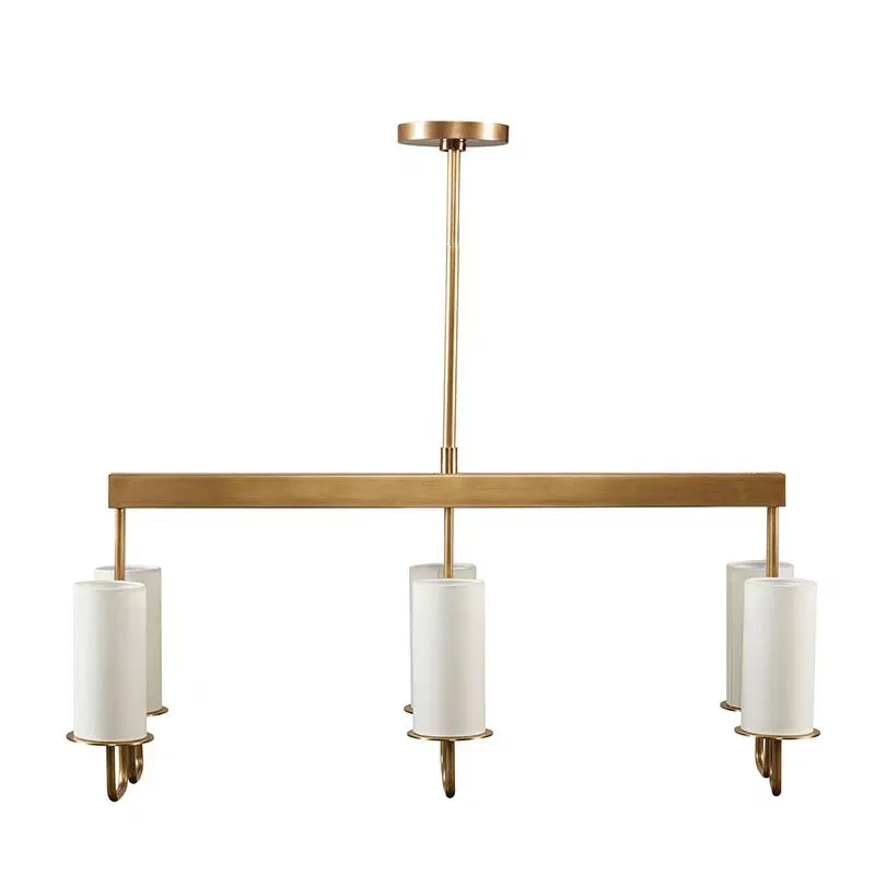 Modern Style Minimalism White Shades Chandelier/Wall Light in Brass