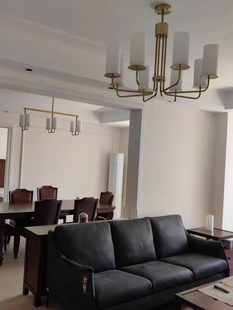 Modern Style Minimalism White Shades Chandelier/Wall Light in Brass