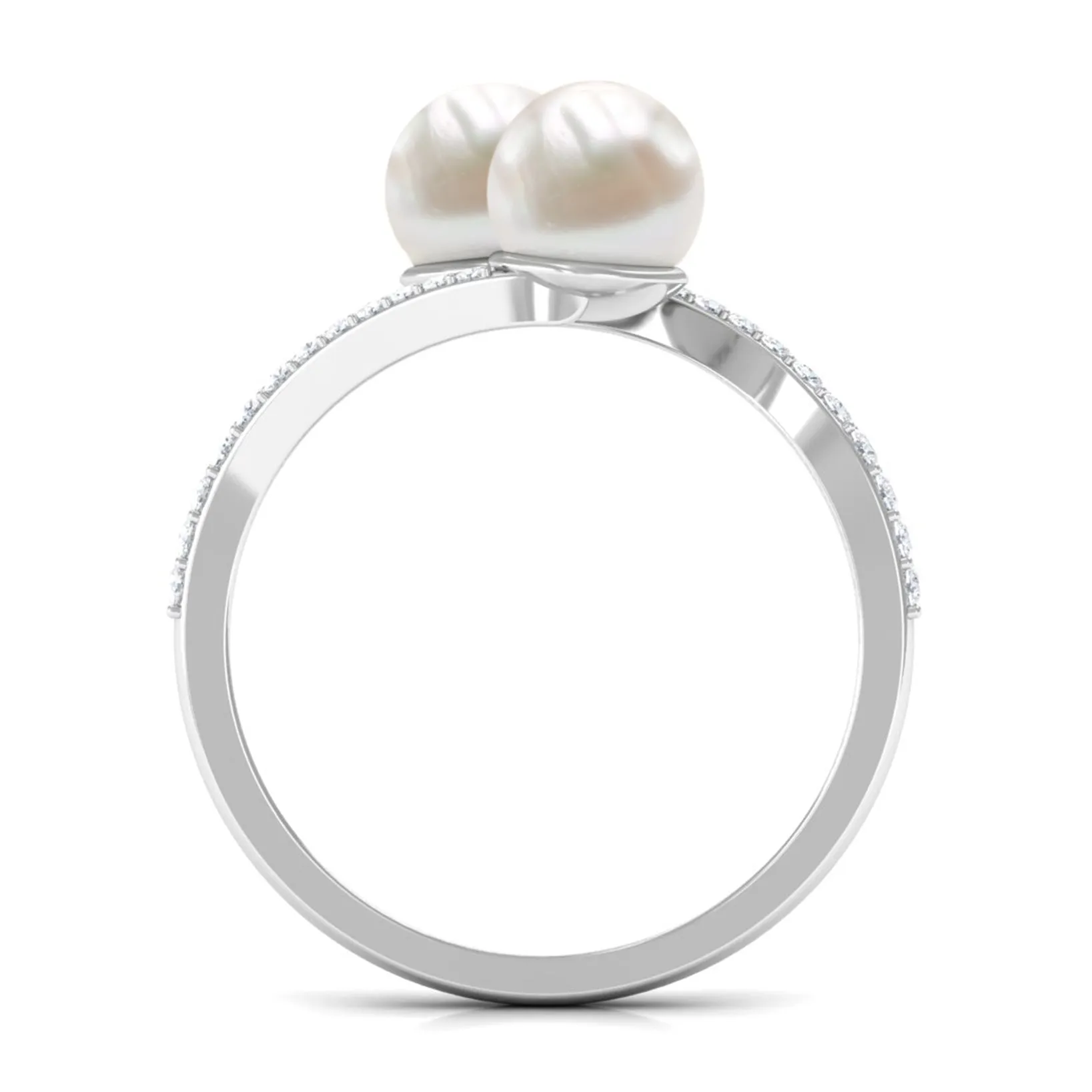 Moi et Toi Freshwater Pearl Bypass Ring with Diamond