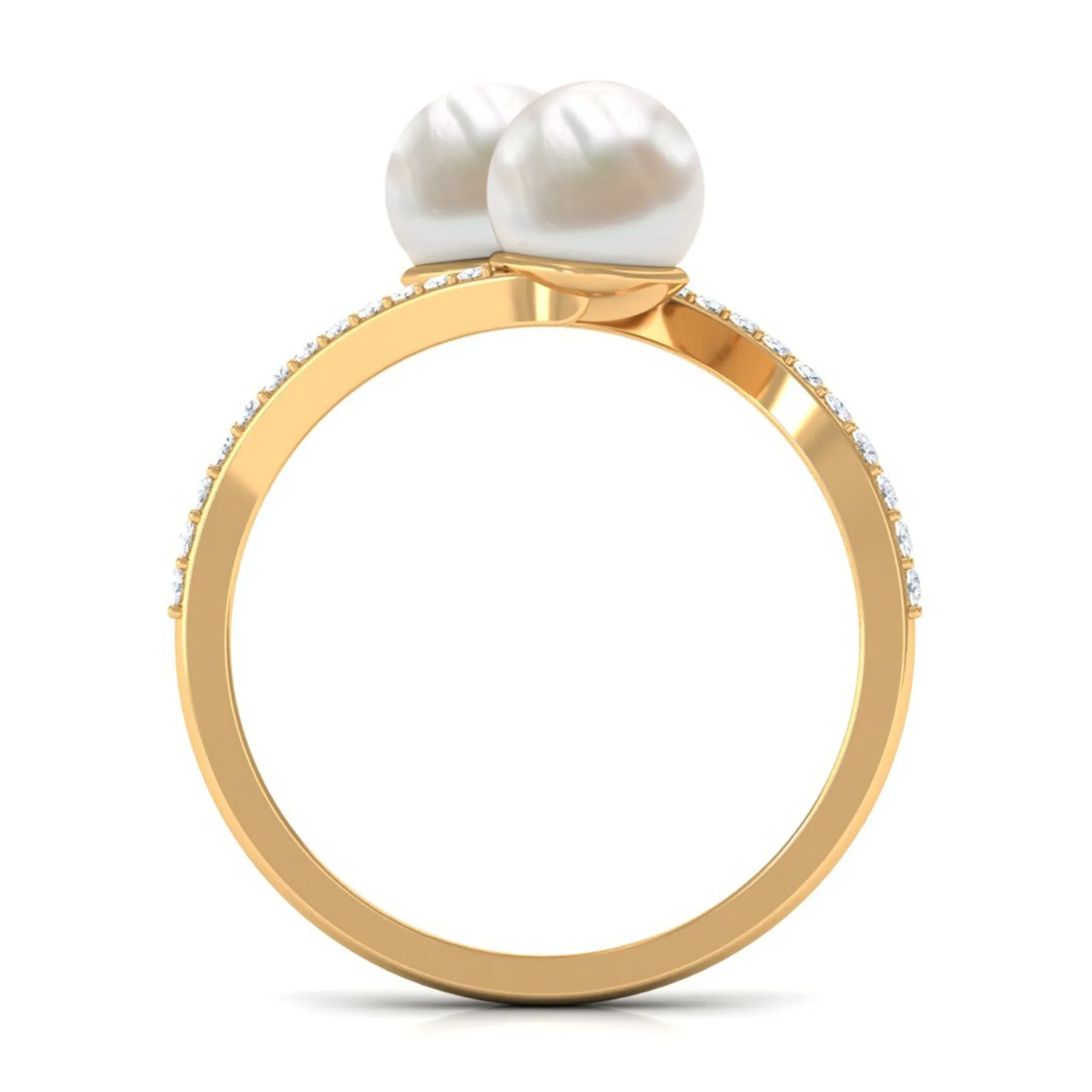 Moi et Toi Freshwater Pearl Bypass Ring with Diamond