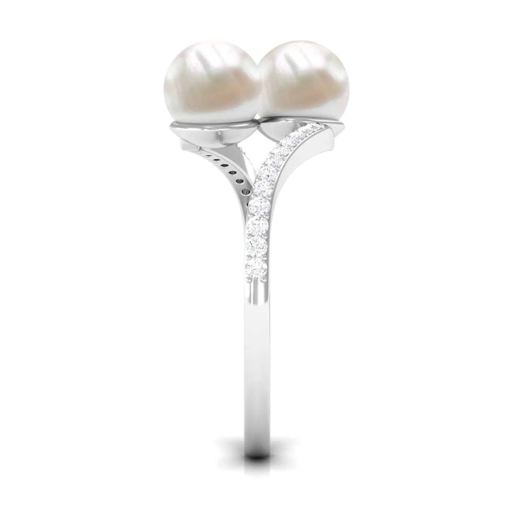 Moi et Toi Freshwater Pearl Bypass Ring with Diamond
