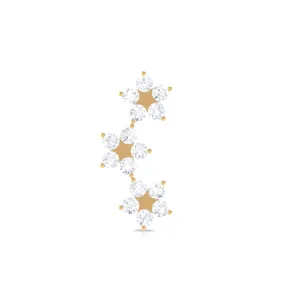 Moissanite Gold Flower Crawler Earring for Helix Piercing