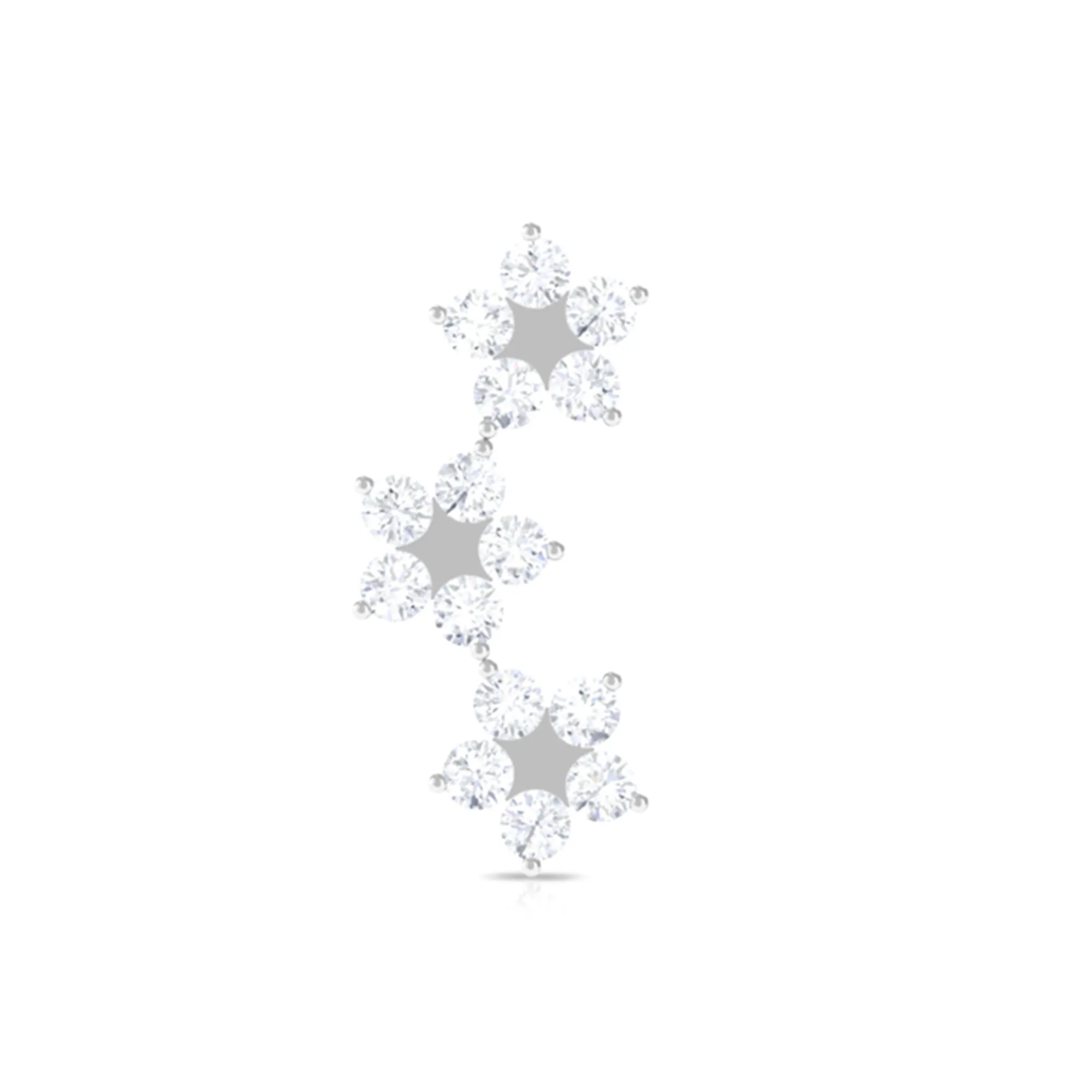 Moissanite Gold Flower Crawler Earring for Helix Piercing
