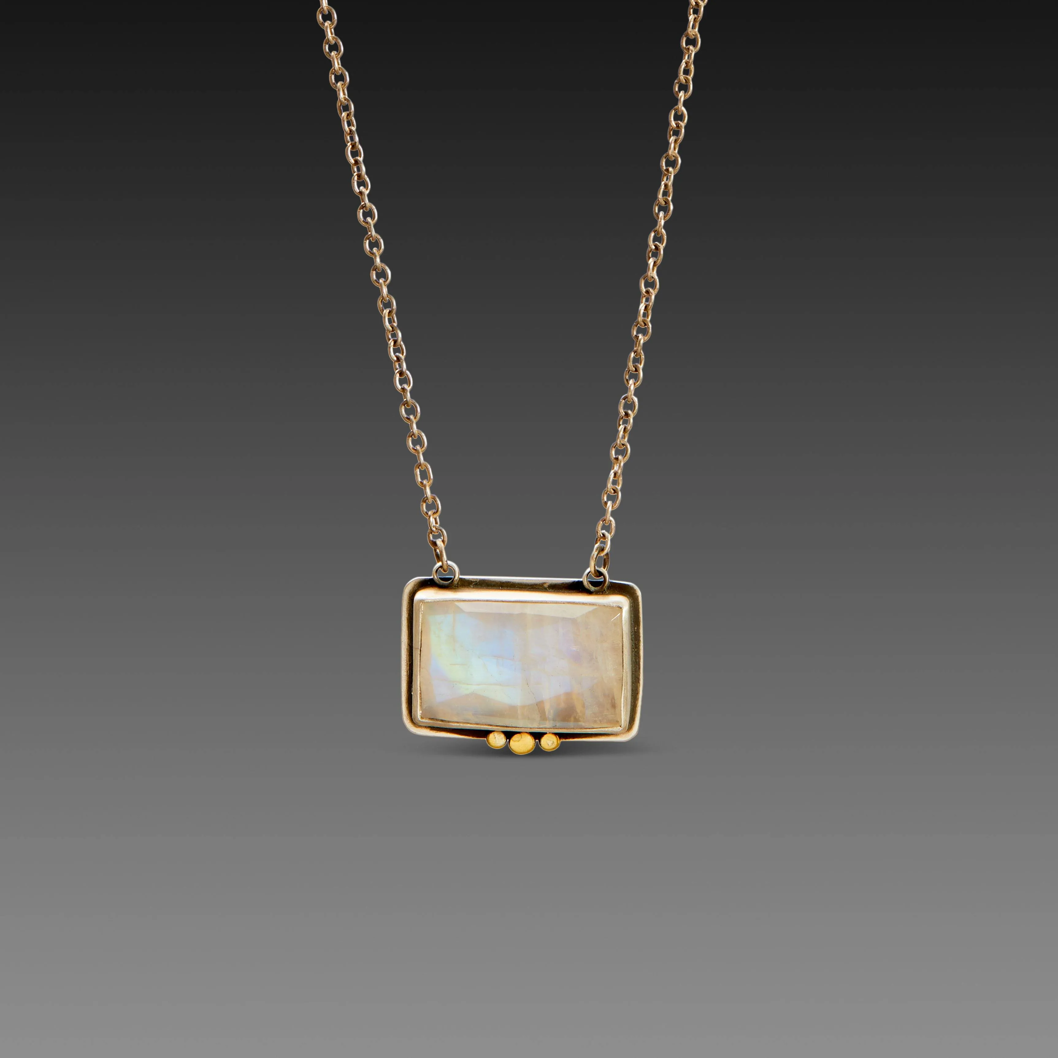 Moonstone Necklace with Three Gold Dots