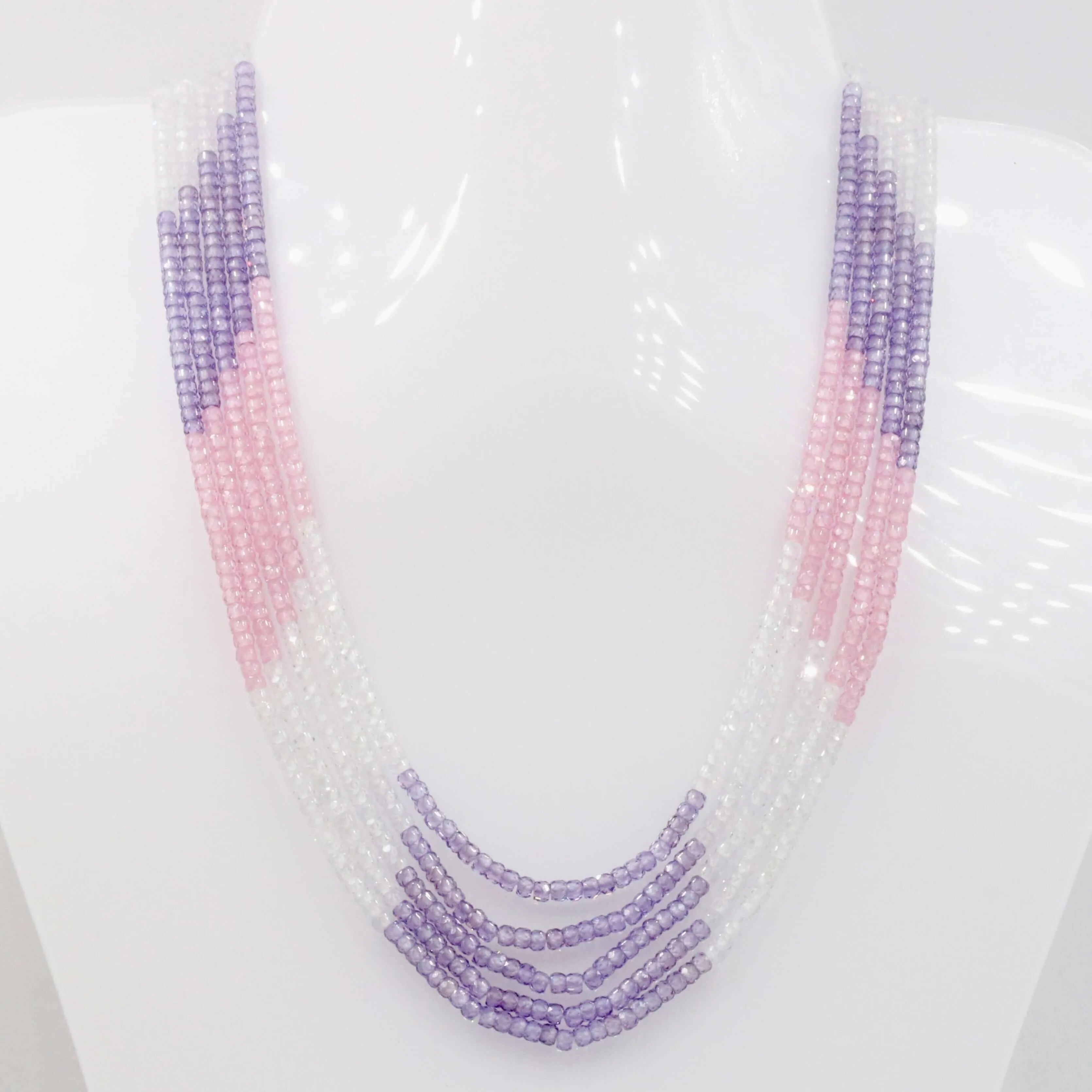 Multi Color CZ Necklace CZ Beaded Necklace Beaded CZ Cubic Zirconia Faceted CZ Beads Faceted CZ Necklace Layered Necklace CZ SKU 6143092