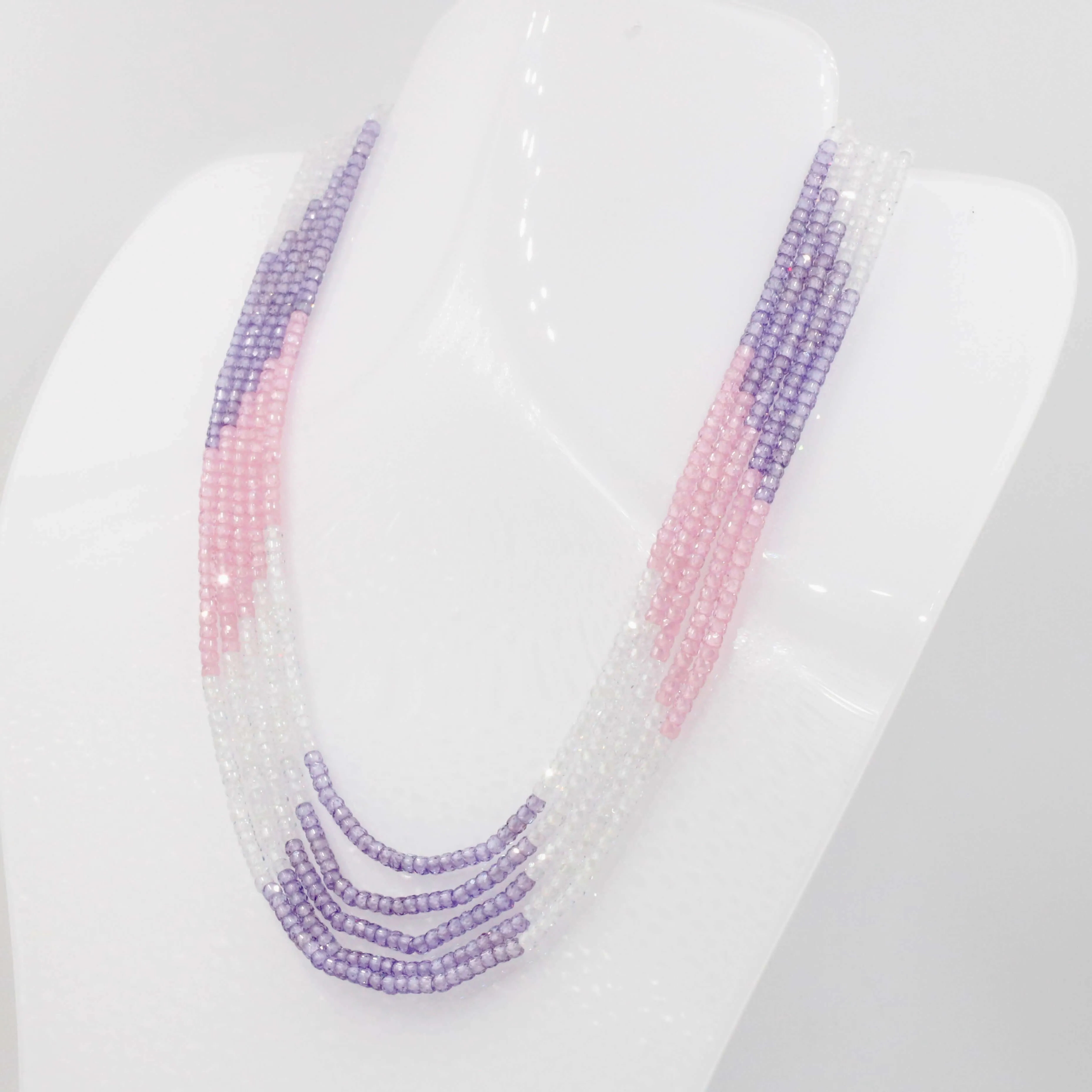 Multi Color CZ Necklace CZ Beaded Necklace Beaded CZ Cubic Zirconia Faceted CZ Beads Faceted CZ Necklace Layered Necklace CZ SKU 6143092