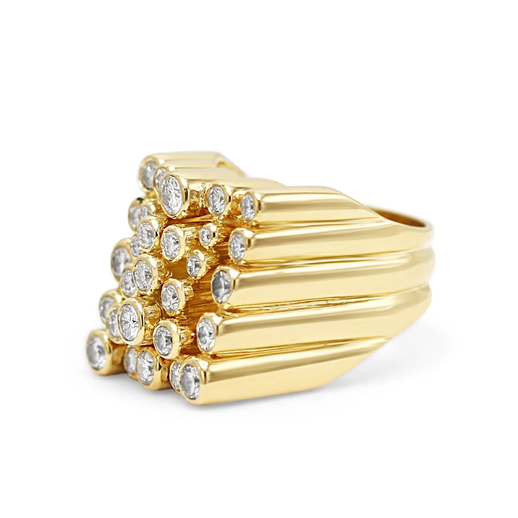 Multi Diamond Set Abstract Design Ring in 18ct Yellow Gold