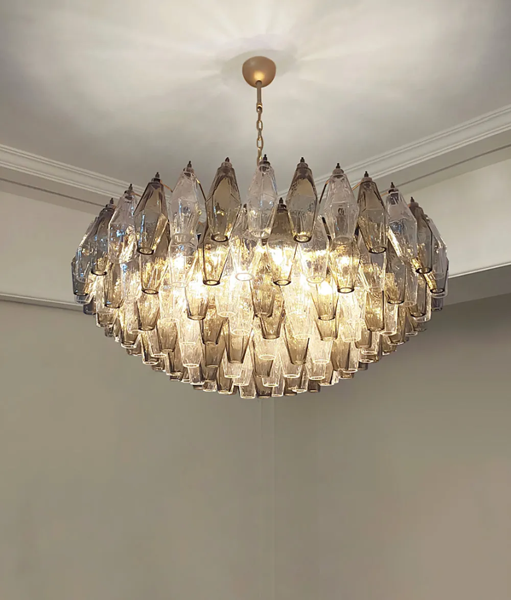 Murano Faceted Transparent Smoked Chandelier