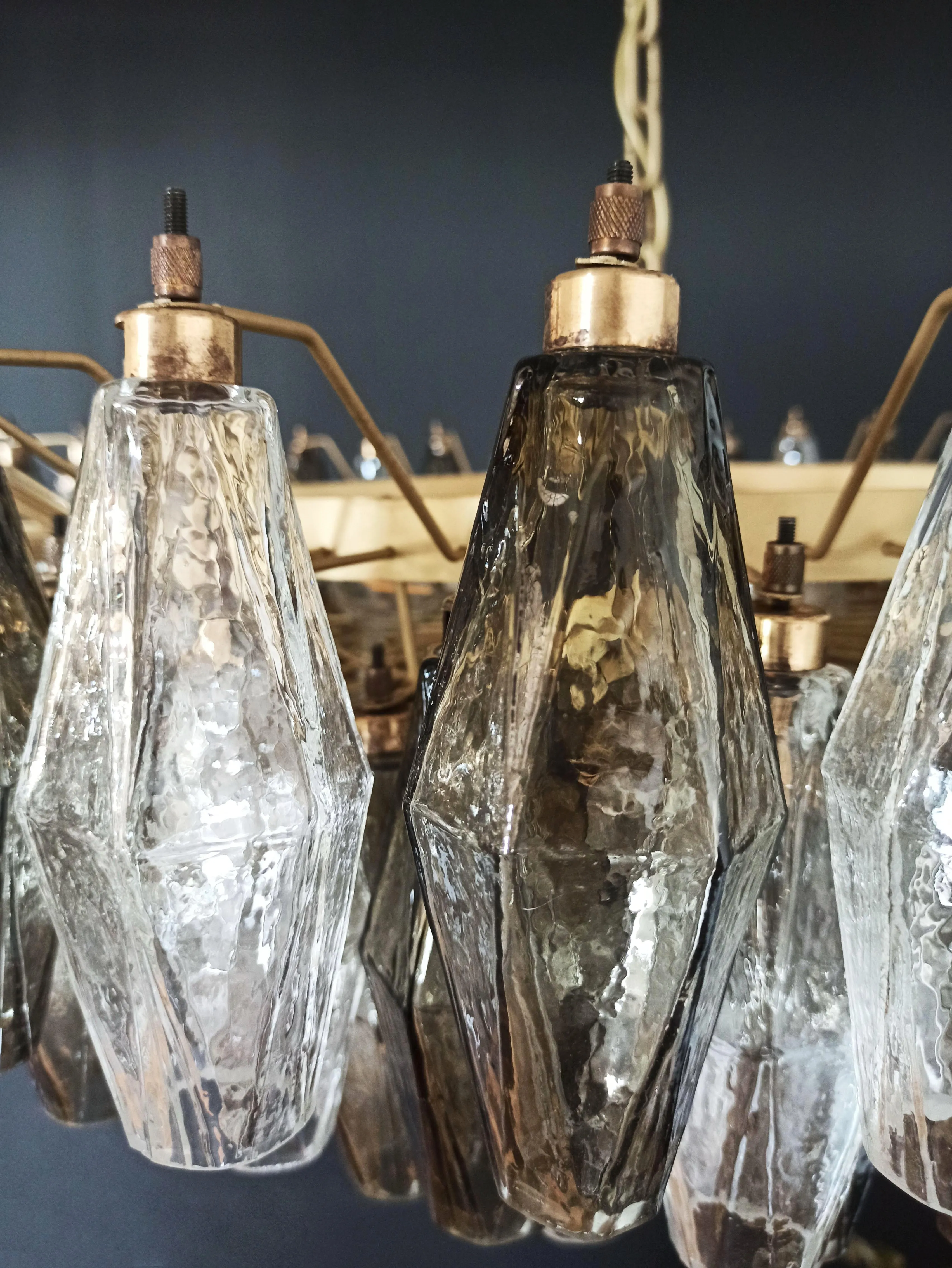 Murano Faceted Transparent Smoked Chandelier