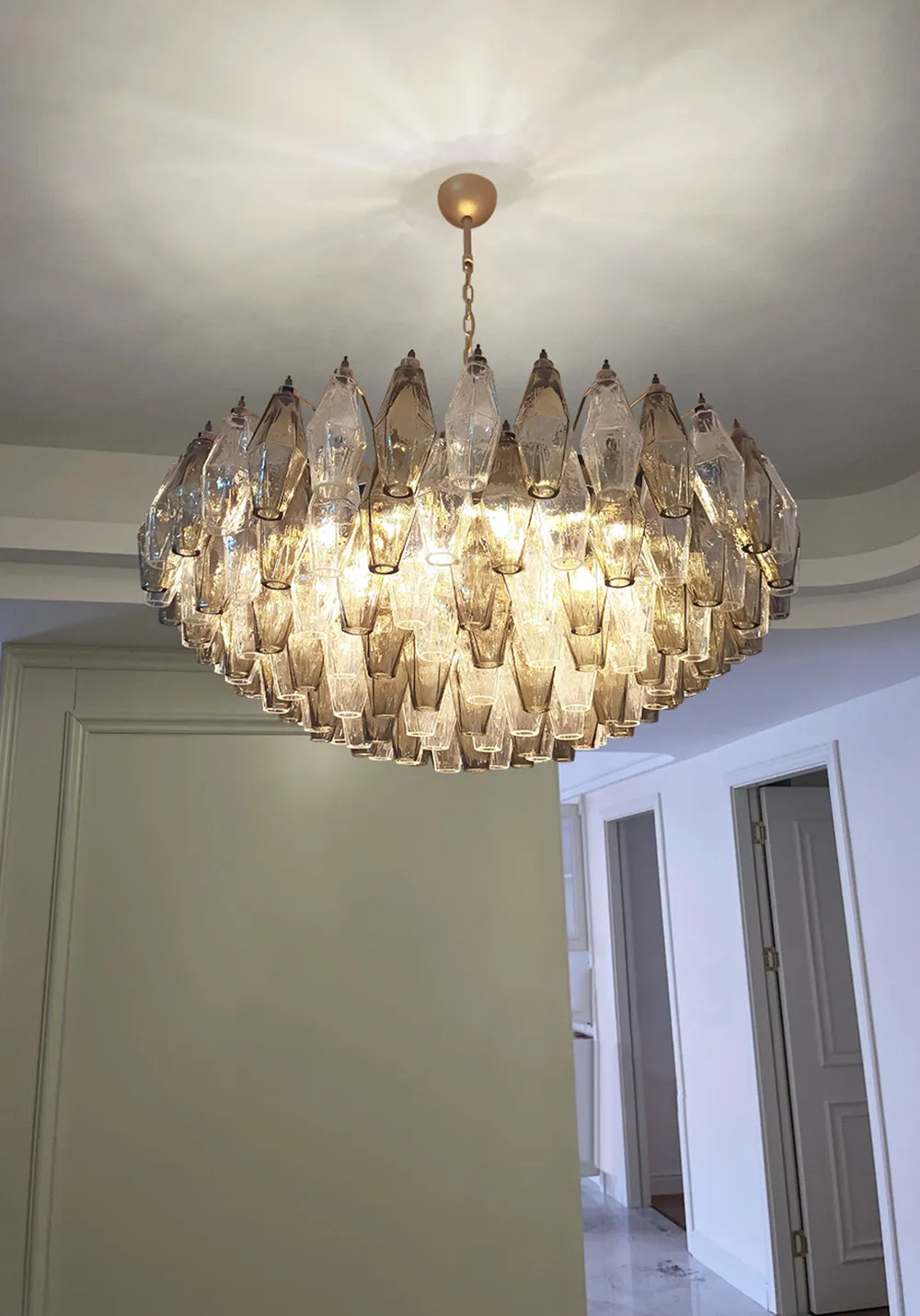 Murano Faceted Transparent Smoked Chandelier