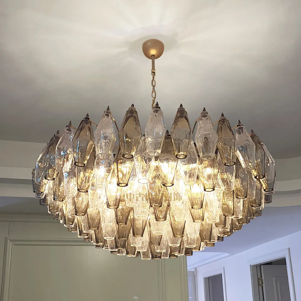 Murano Faceted Transparent Smoked Chandelier