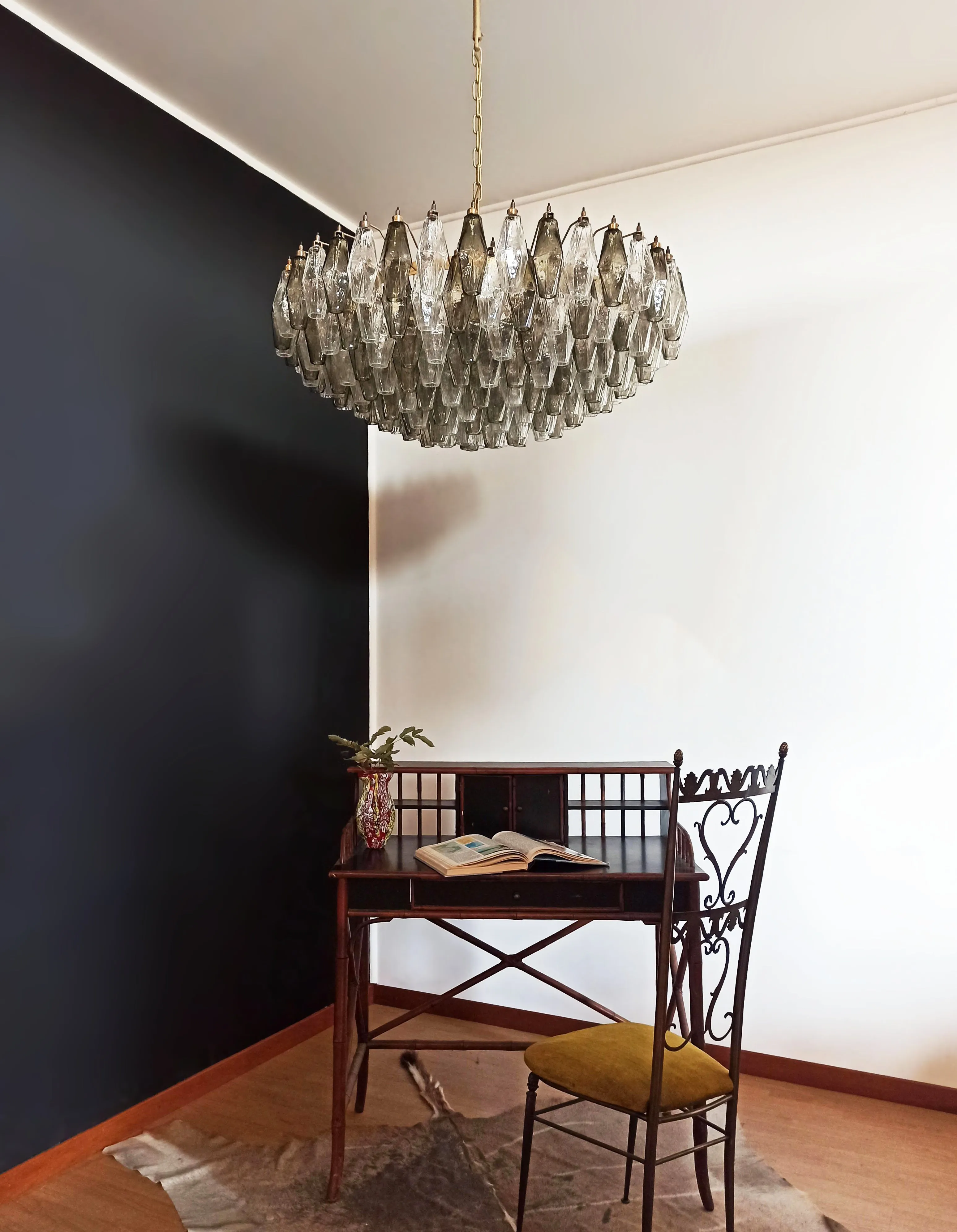 Murano Faceted Transparent Smoked Chandelier