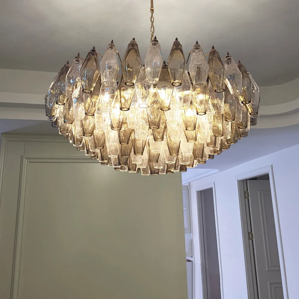 Murano Faceted Transparent Smoked Chandelier