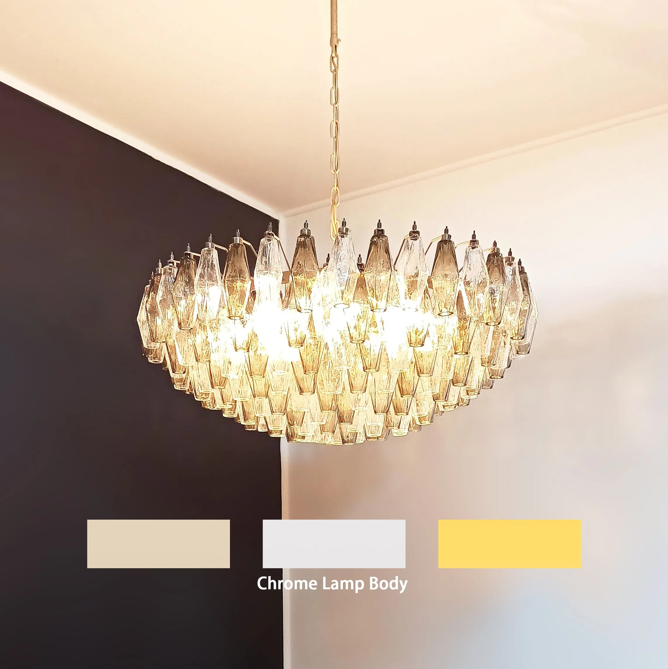 Murano Faceted Transparent Smoked Chandelier