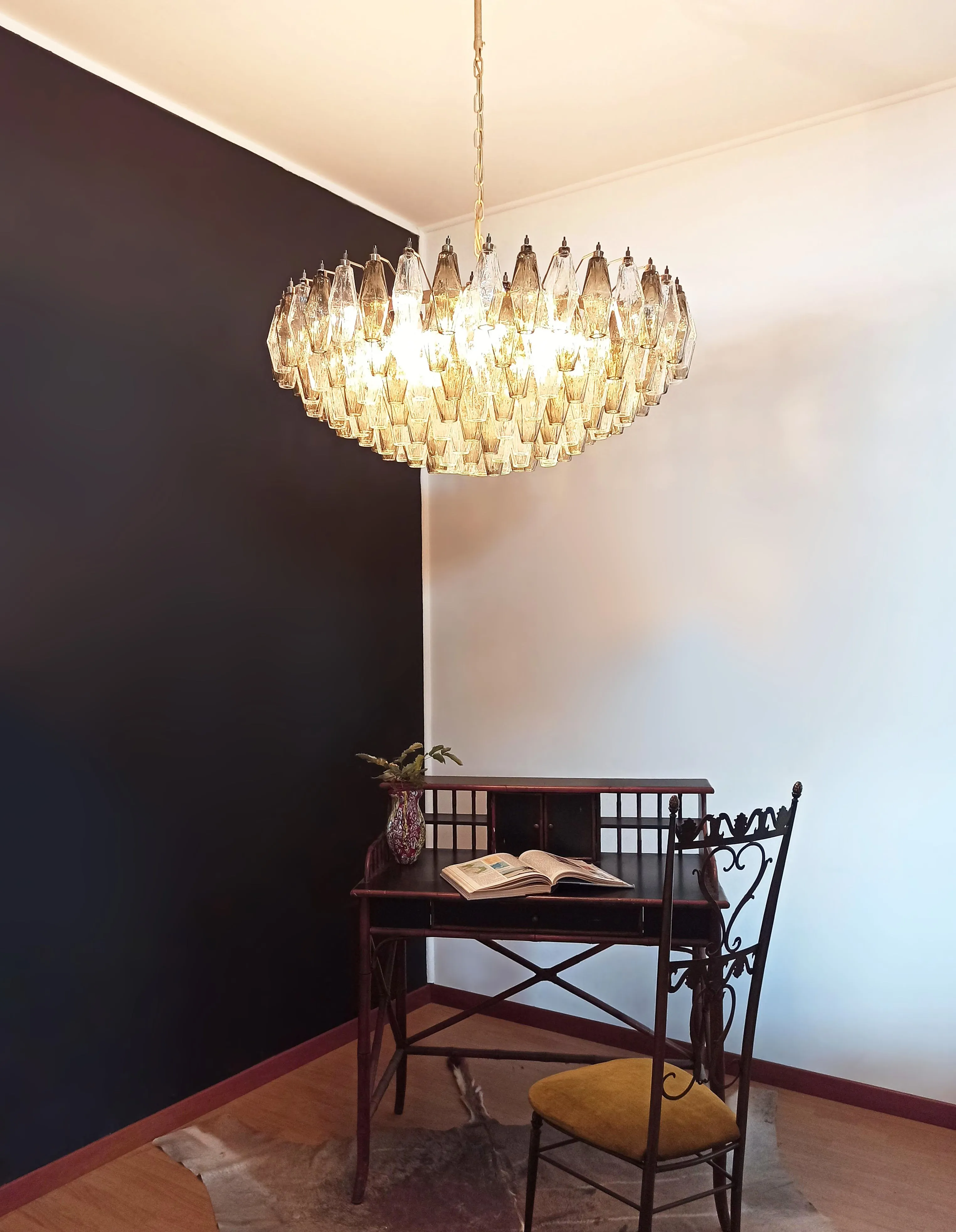 Murano Faceted Transparent Smoked Chandelier