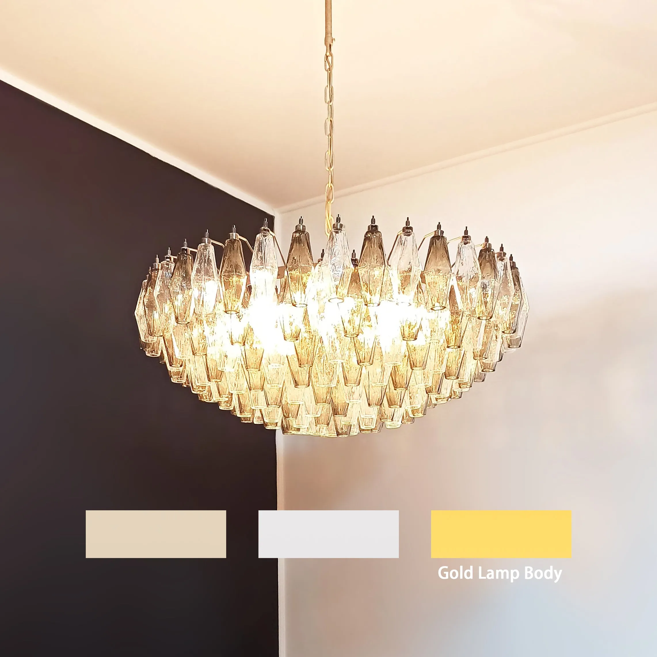 Murano Faceted Transparent Smoked Chandelier