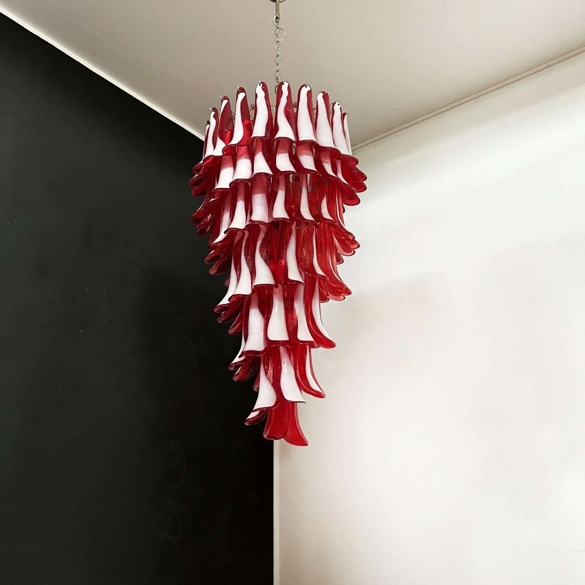 Murano Red Petals Spiral Chandelier