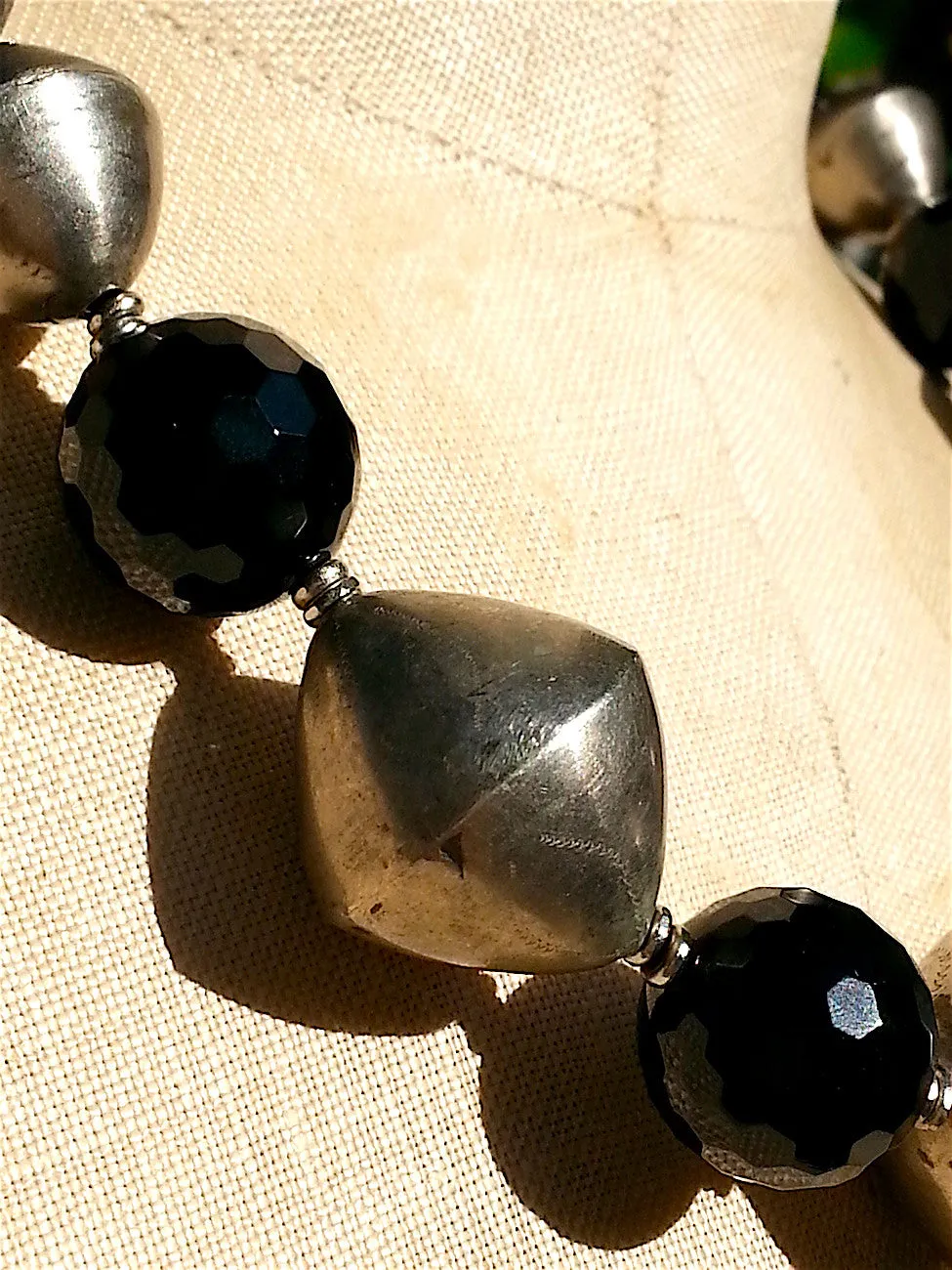 Necklace Onyx And Large Tuareg Silver