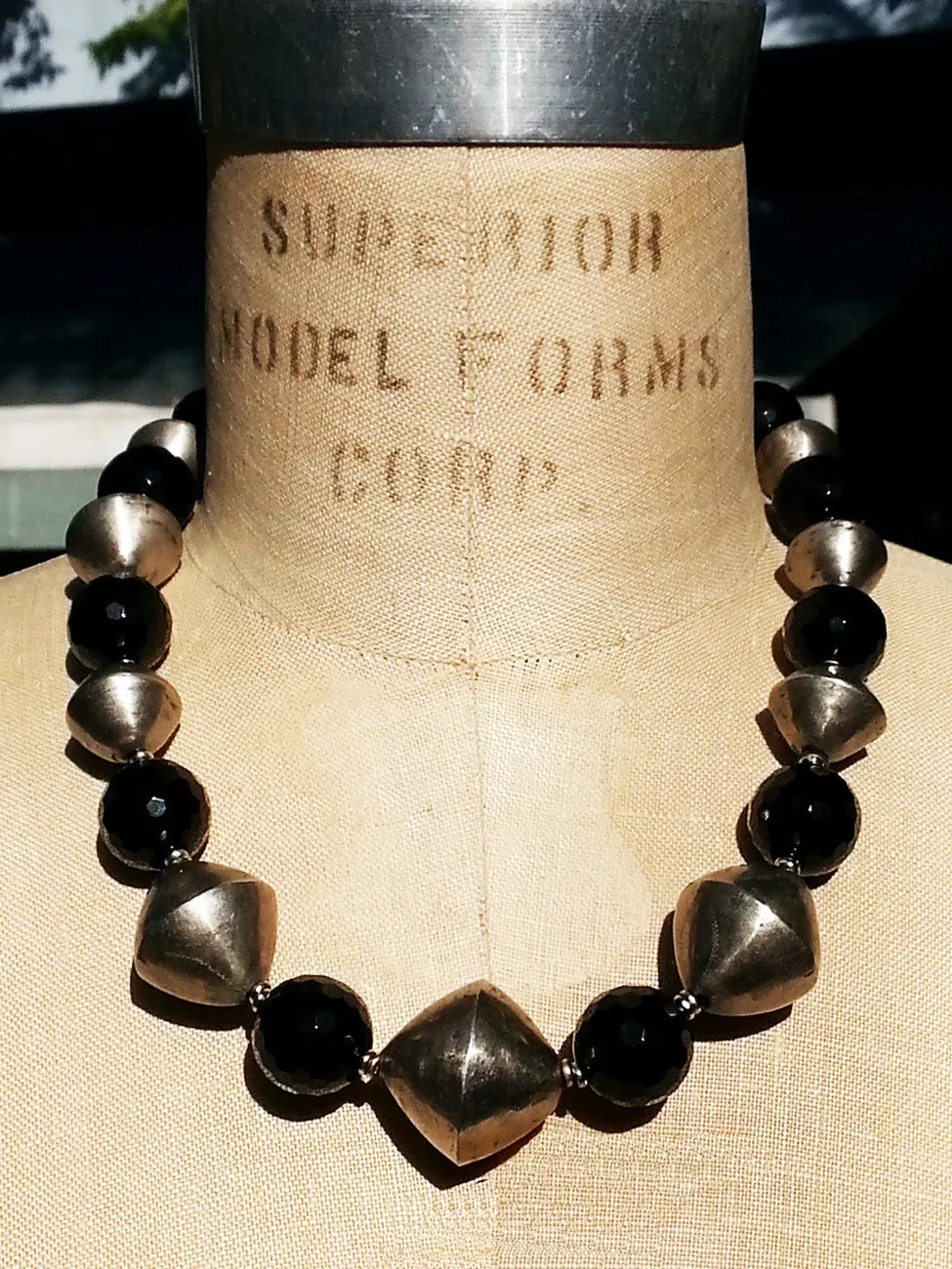 Necklace Onyx And Large Tuareg Silver