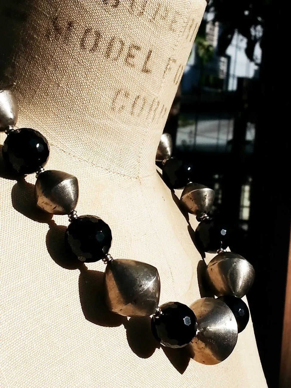 Necklace Onyx And Large Tuareg Silver