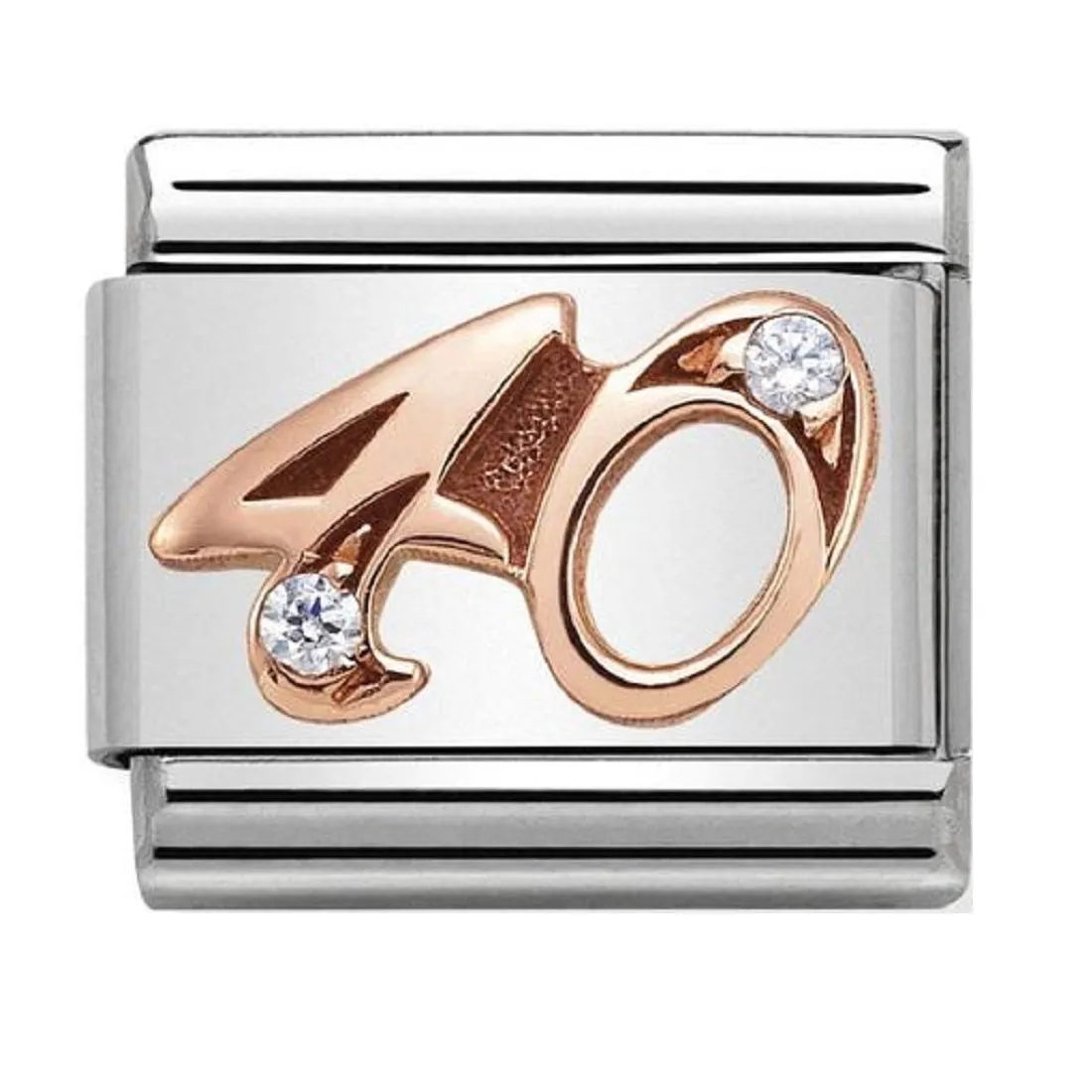 NOMINATION Link Rose Gold and CZ Number 40