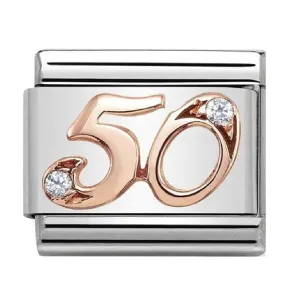 NOMINATION Link Rose Gold and CZ Number 50