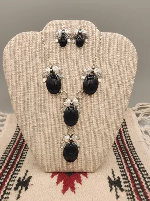 ONYX 4 STONE NECKLACE & EARRING SET - KIRK SMITH