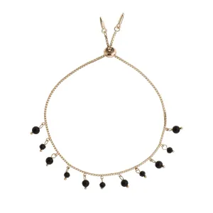 Onyx & Gold Adjustable Charm Bracelet