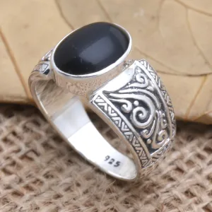 Onyx and Sterling Silver Cocktail Ring - Chastity in Black | NOVICA