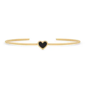 Onyx Inlay Heart Cuff