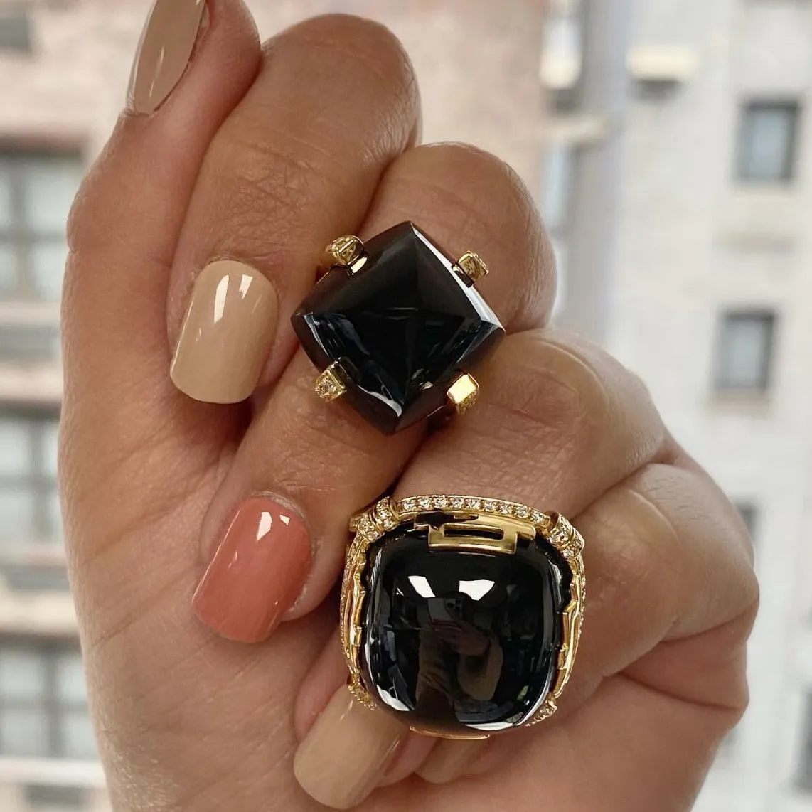 Onyx Sugar Loaf Ring, Large