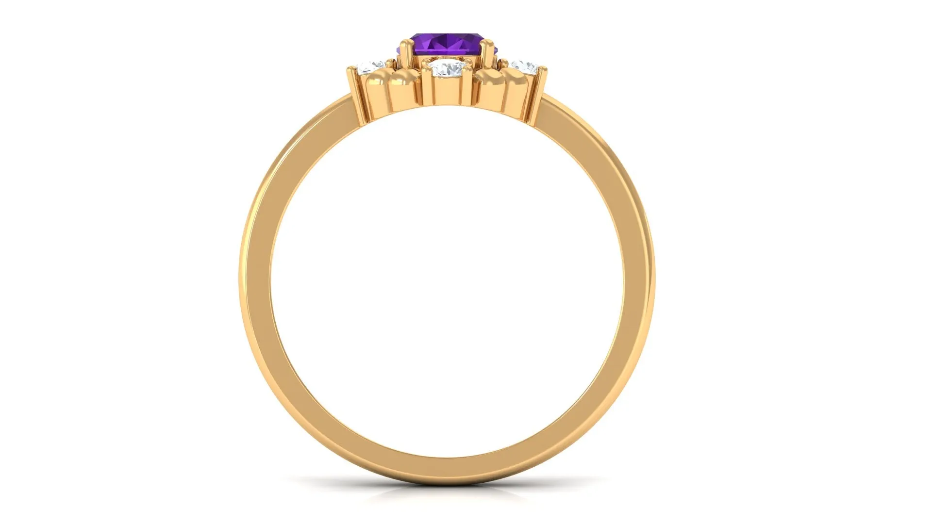 Oval Amethyst and Diamond Cocktail Ring with Beads