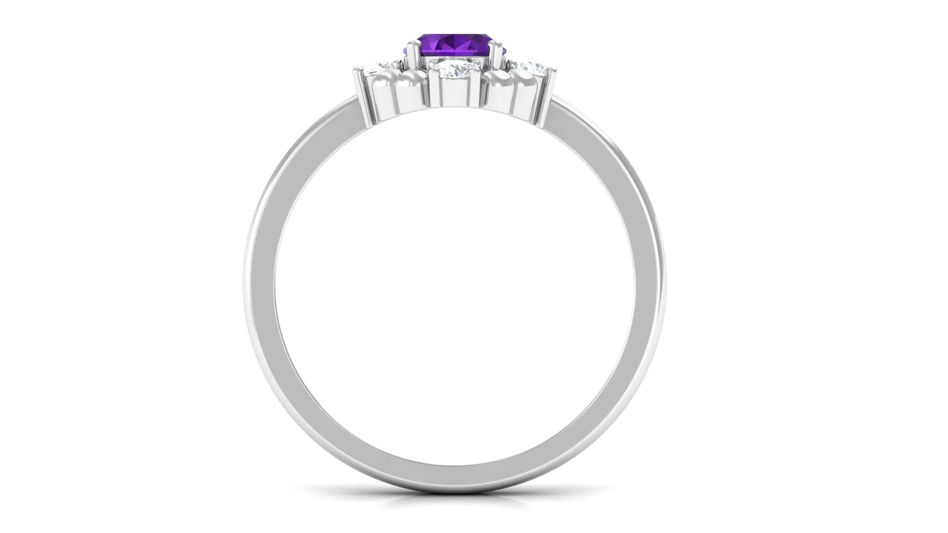 Oval Amethyst and Diamond Cocktail Ring with Beads