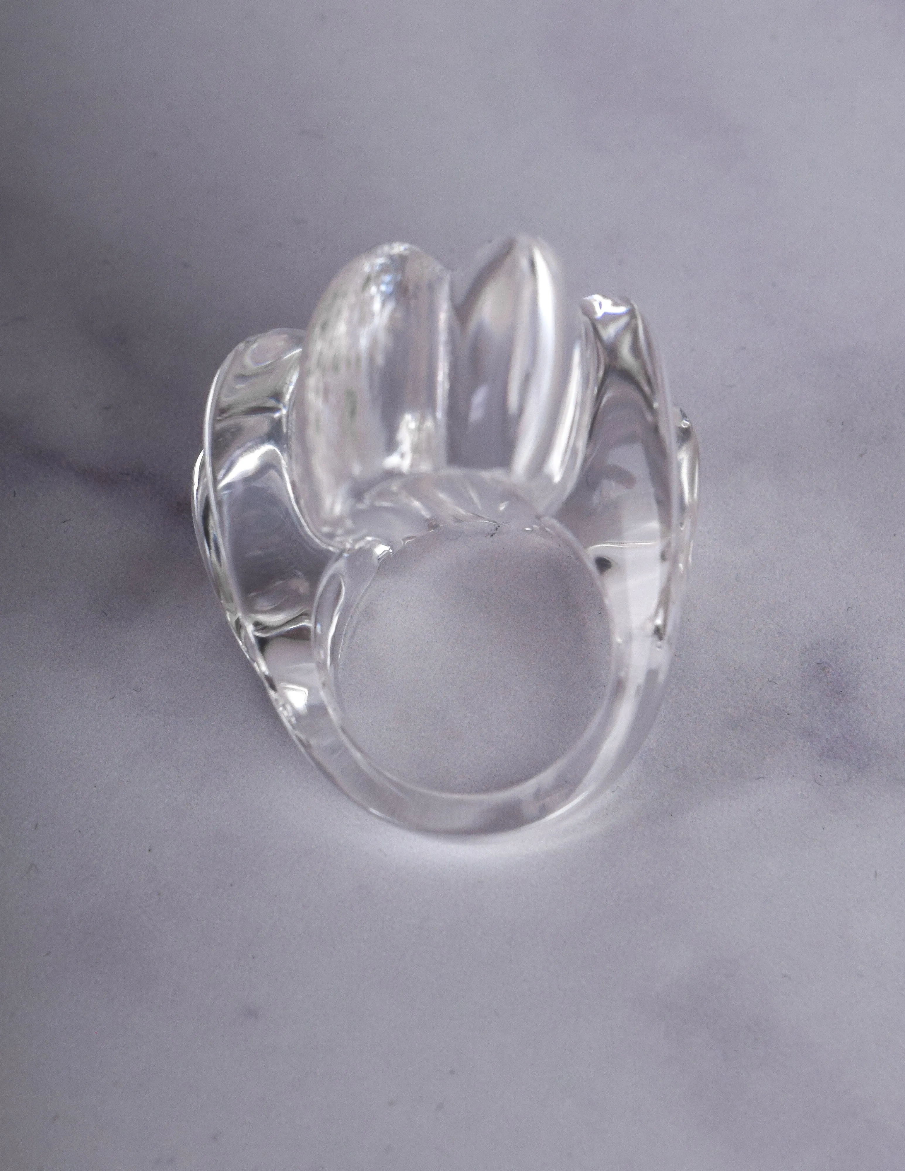 Patricia von Musulin Vintage 'Clam Shell' Hand Carved Lucite Ring