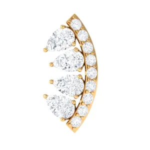 Pear and Round Moissanite Curved Cartilage Earring