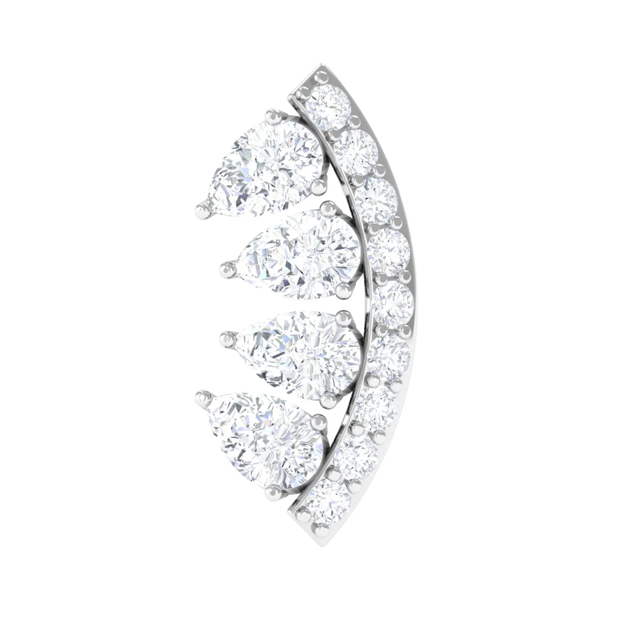 Pear and Round Moissanite Curved Cartilage Earring