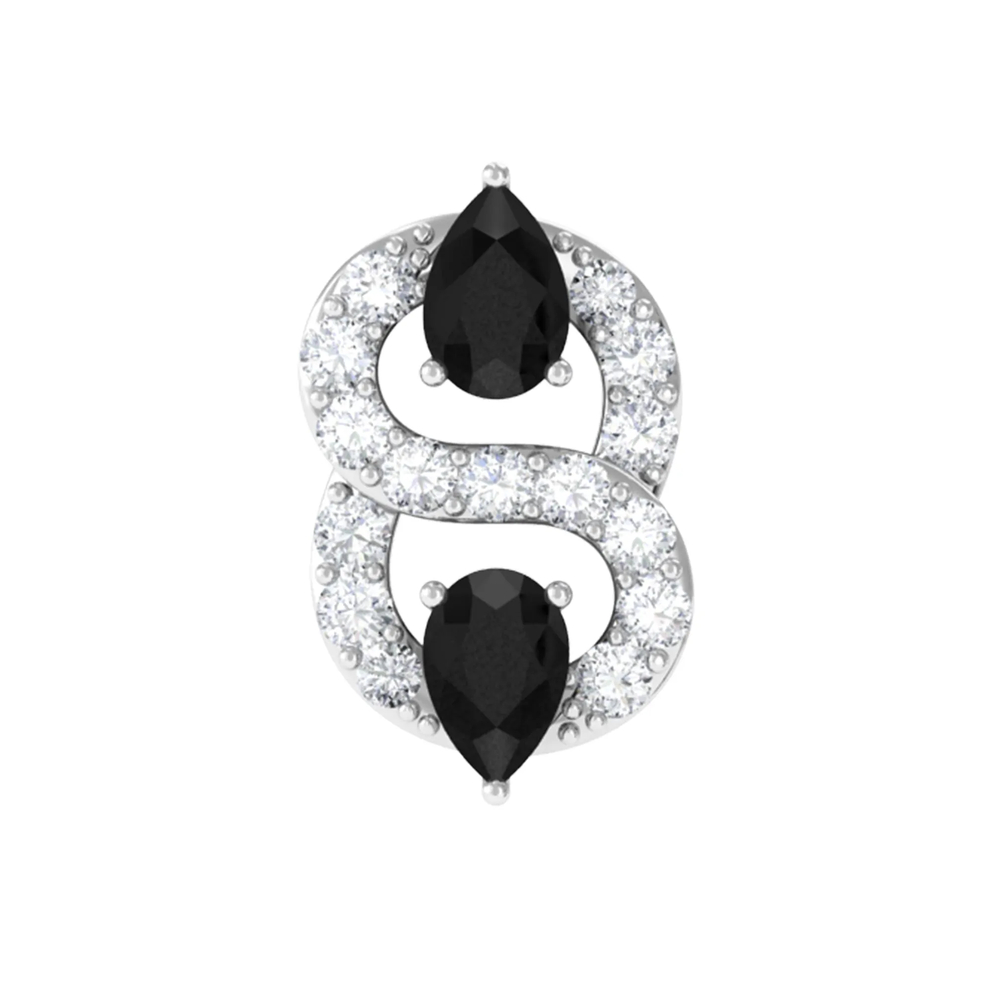 Pear Black Onyx and Moissanite Infinity Helix Earring