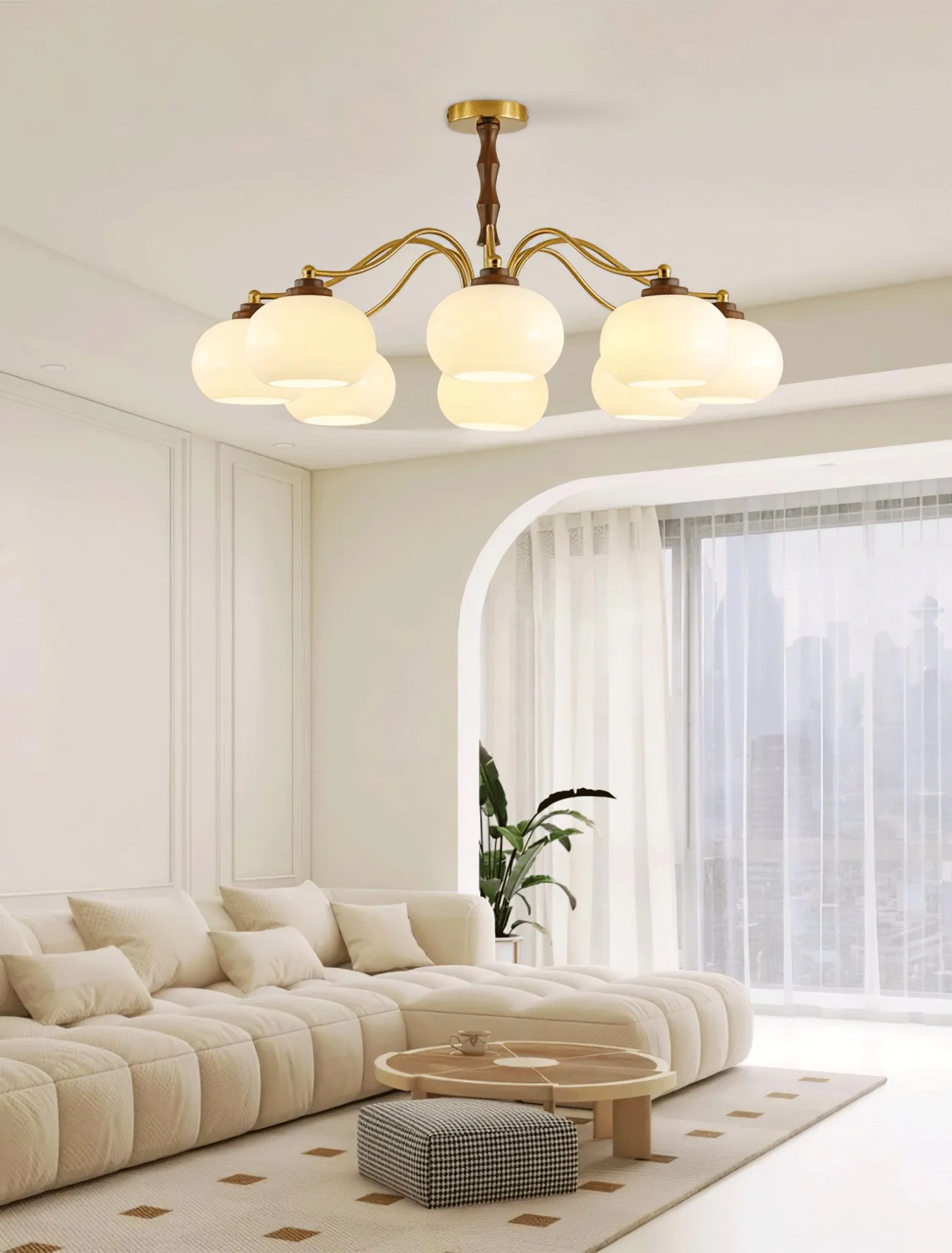 Persimmon Glass Globe Chandelier