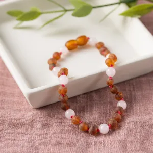 Pet | Rose Quartz   Raw Cognac Amber Collar