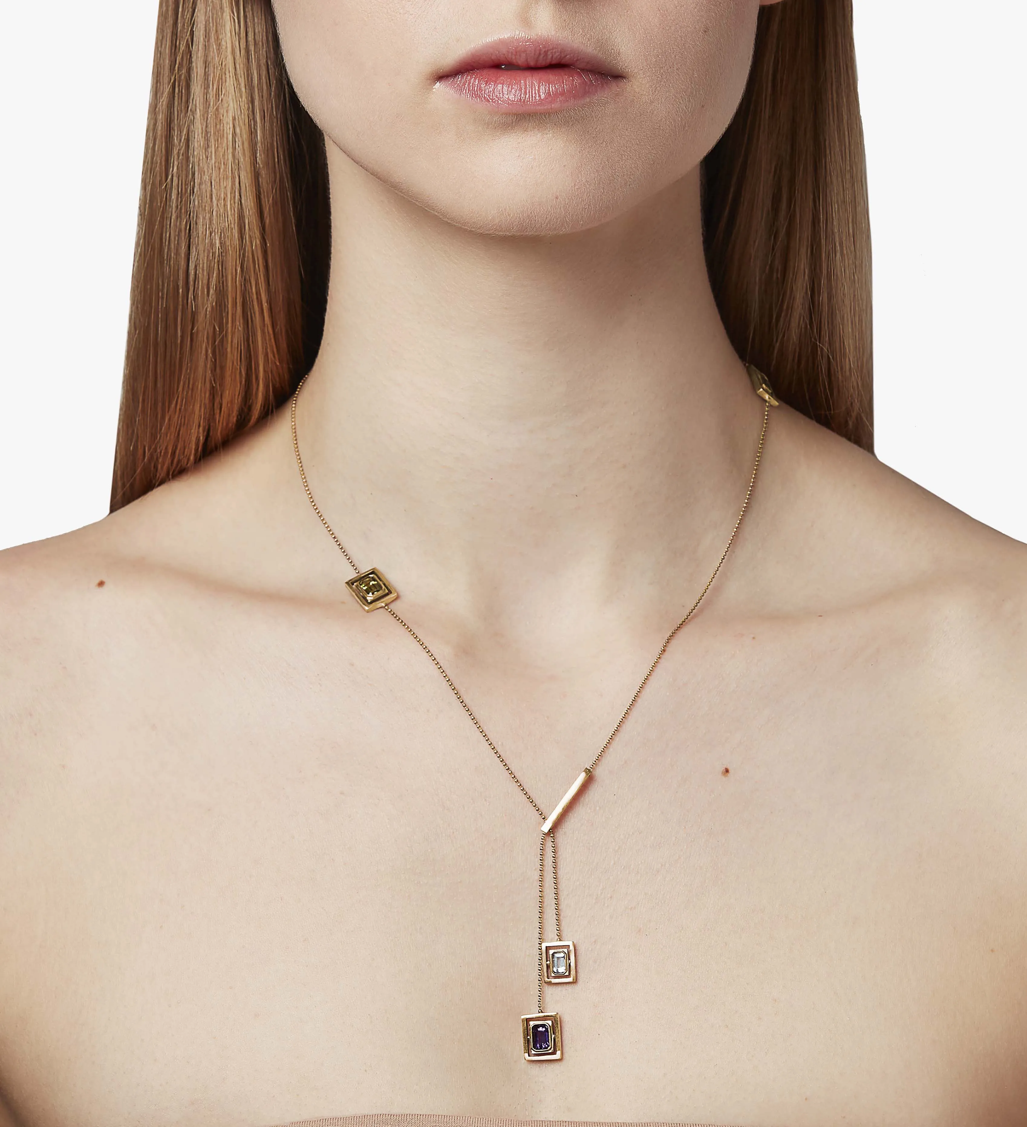 PIVOTING MULTI GEM NECKLACE 016