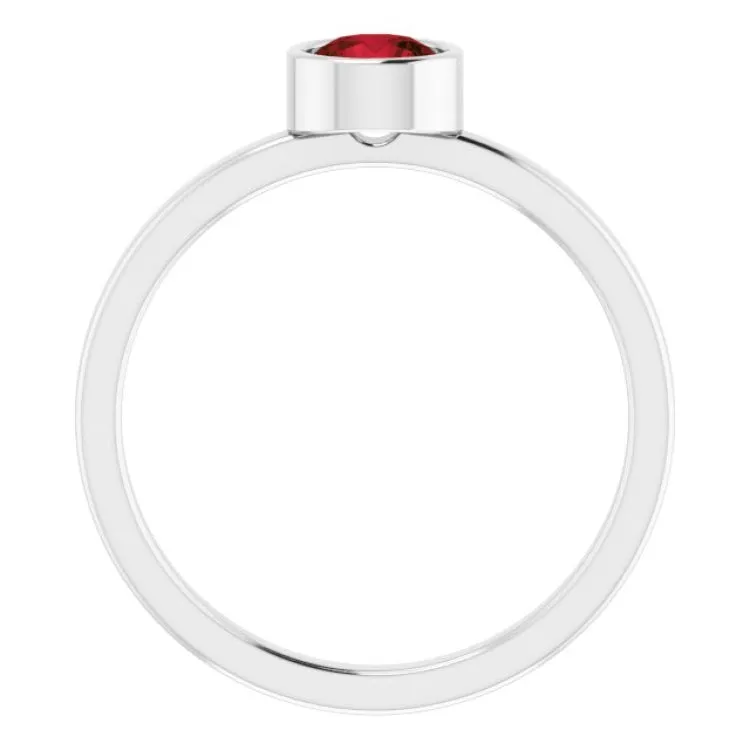 Platinum 5 mm Natural Mozambique Garnet Ring