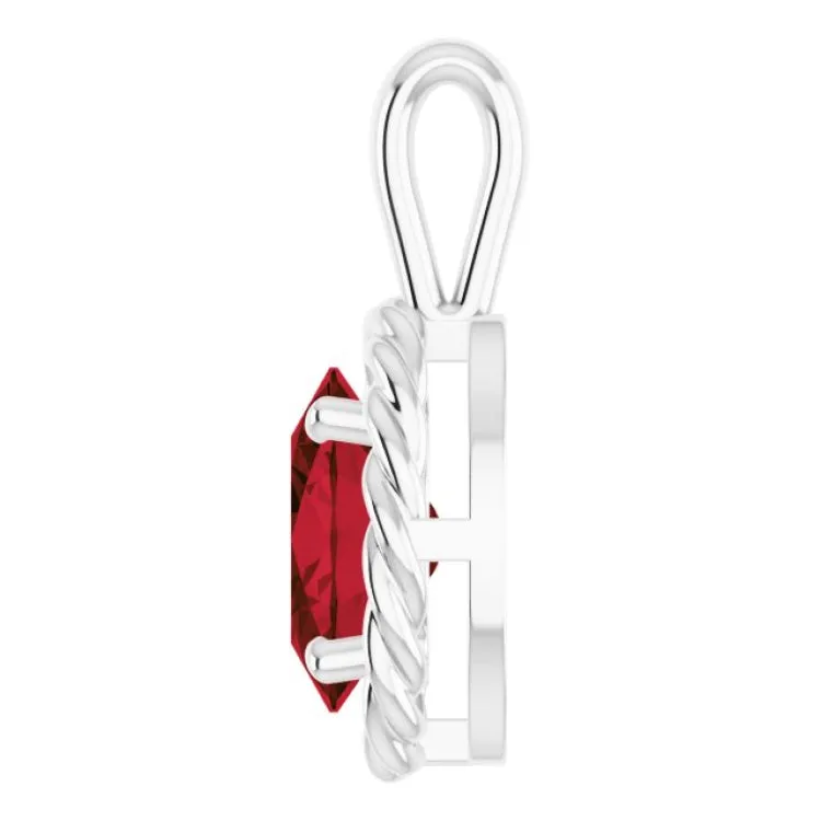 Platinum Natural Mozambique Garnet Rope Pendant
