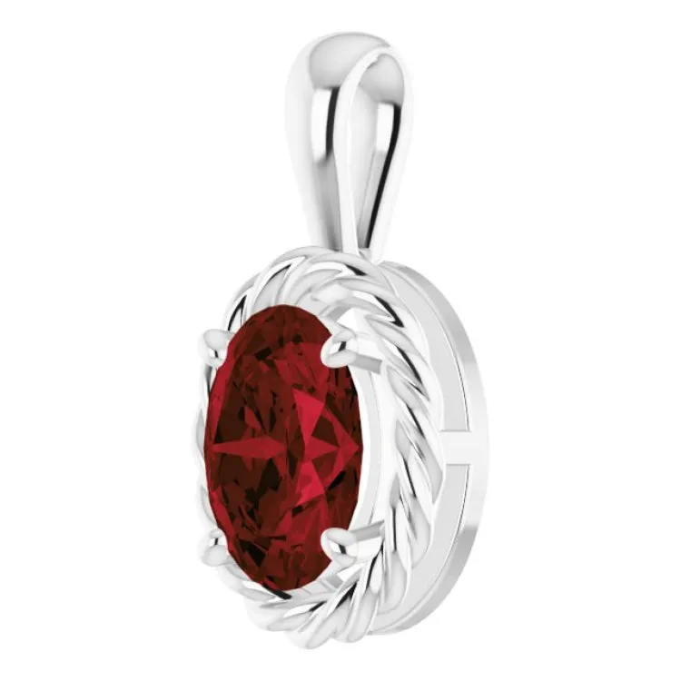 Platinum Natural Mozambique Garnet Rope Pendant