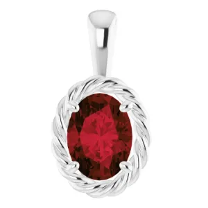 Platinum Natural Mozambique Garnet Rope Pendant