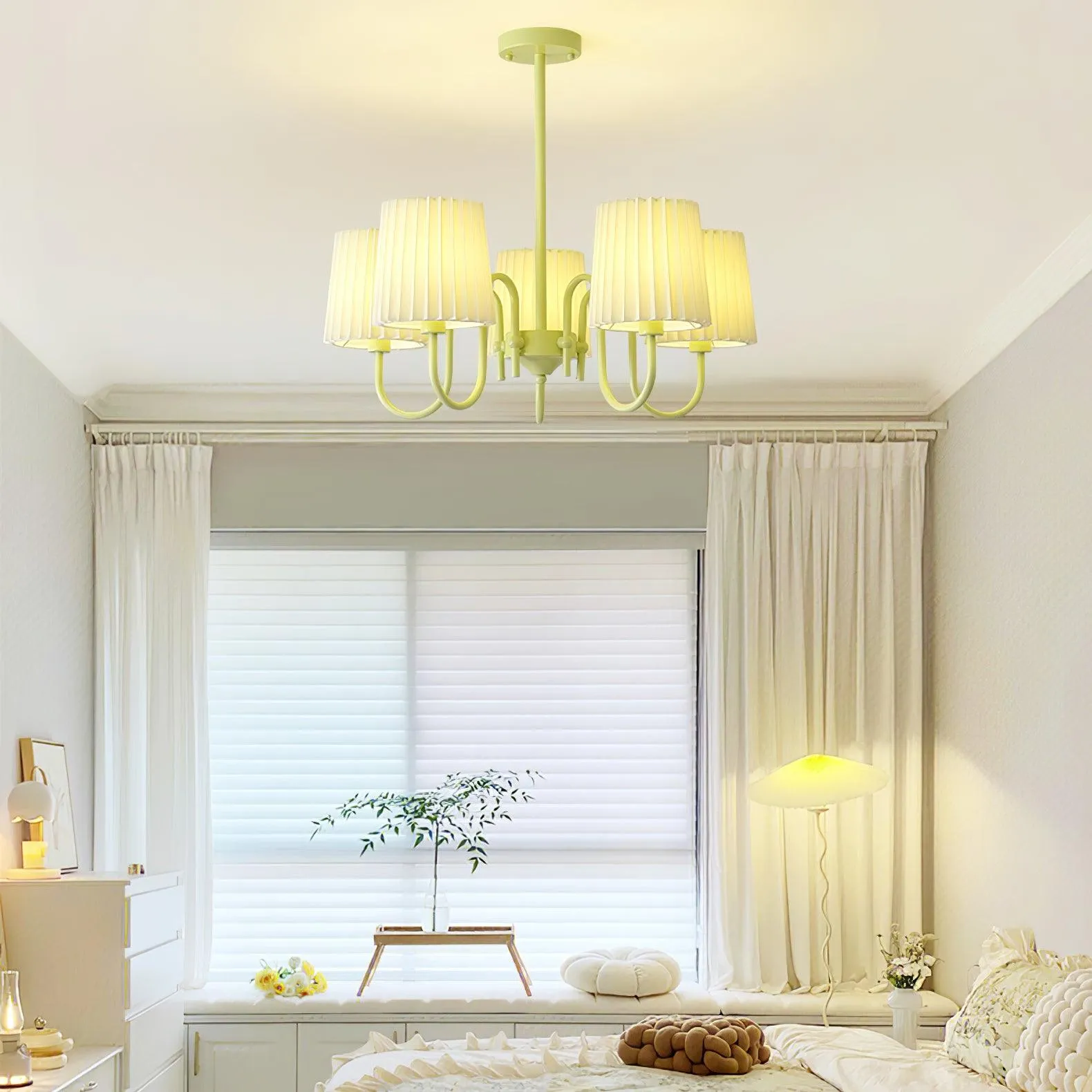Pleated Fabric Matcha Chandelier