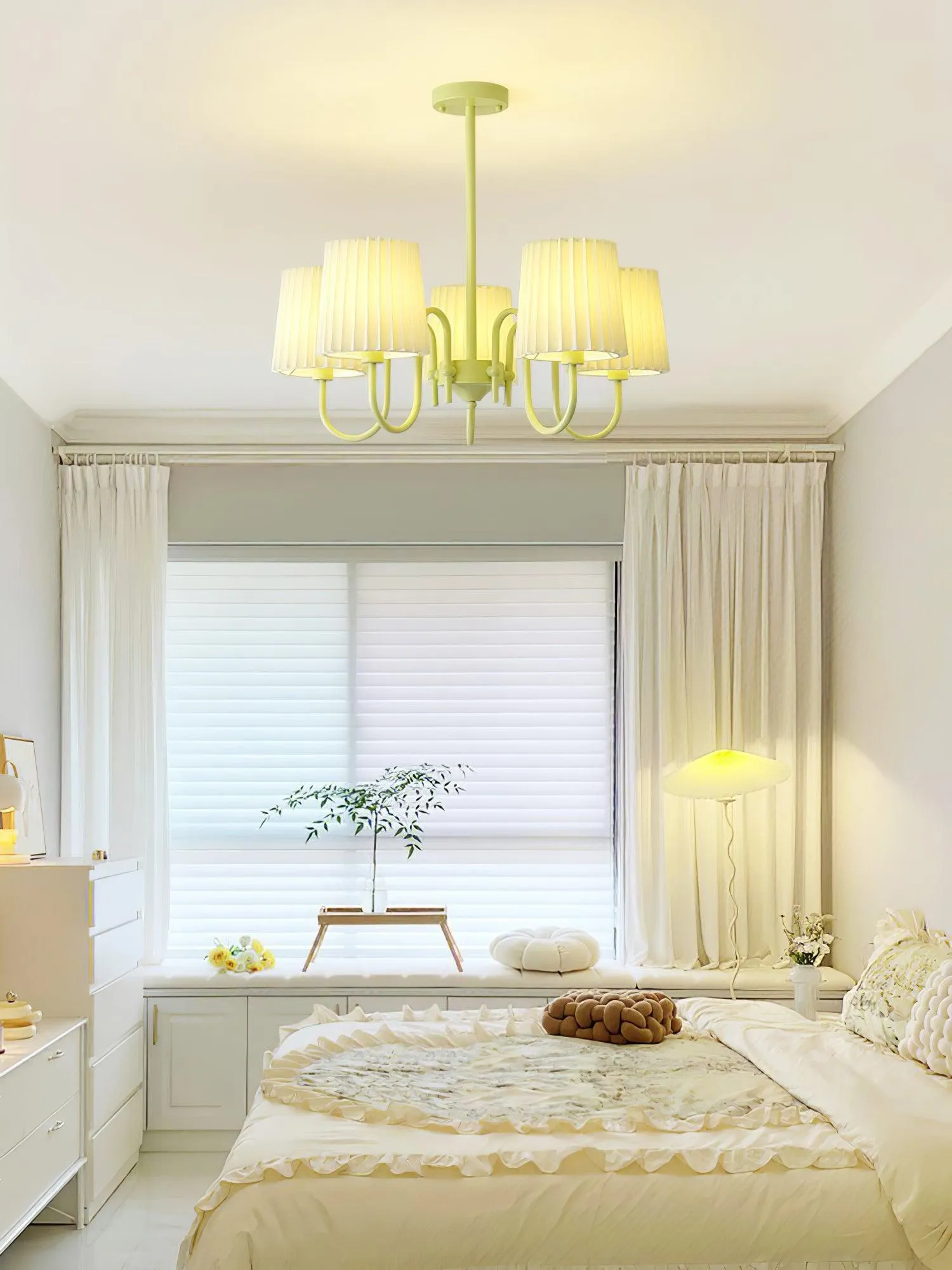Pleated Fabric Matcha Chandelier