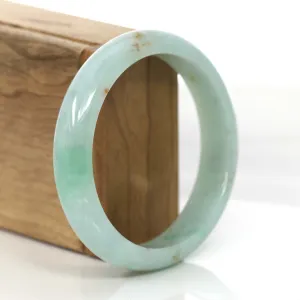 "Half Round" Burmese Blue- Green Jadeite Jade Bangle Bracelet (59.76 mm) #704