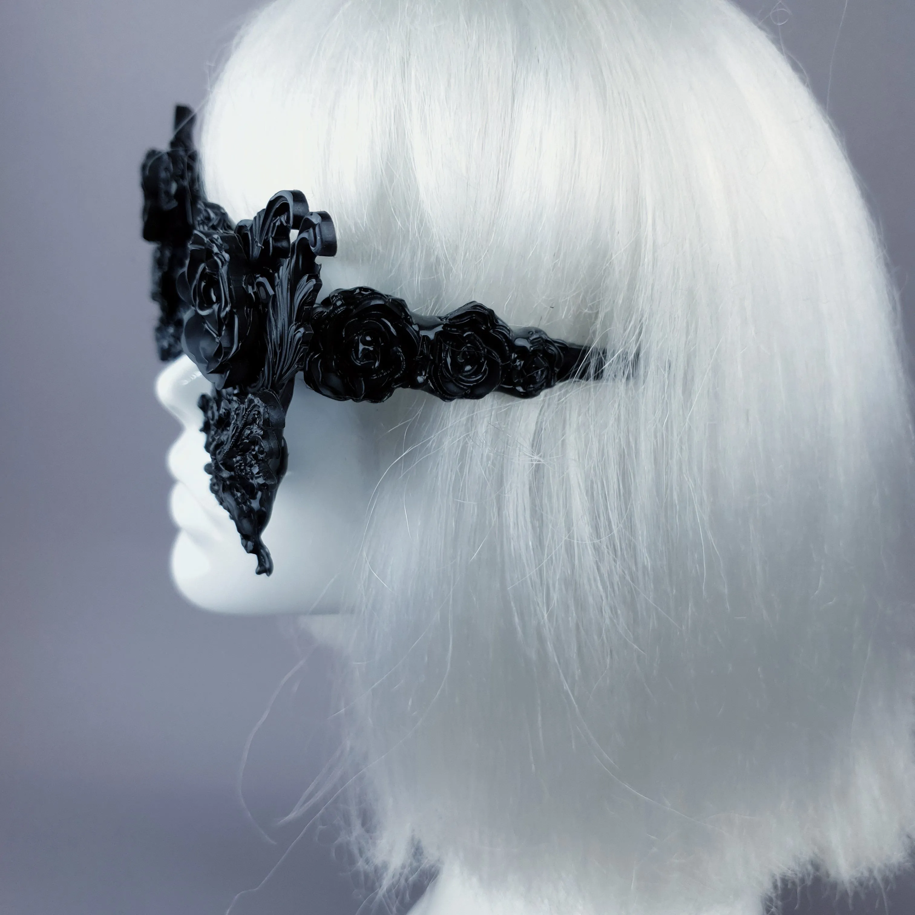 "La Belle Otero" Ornate Black Filigree on Black Sunglasses