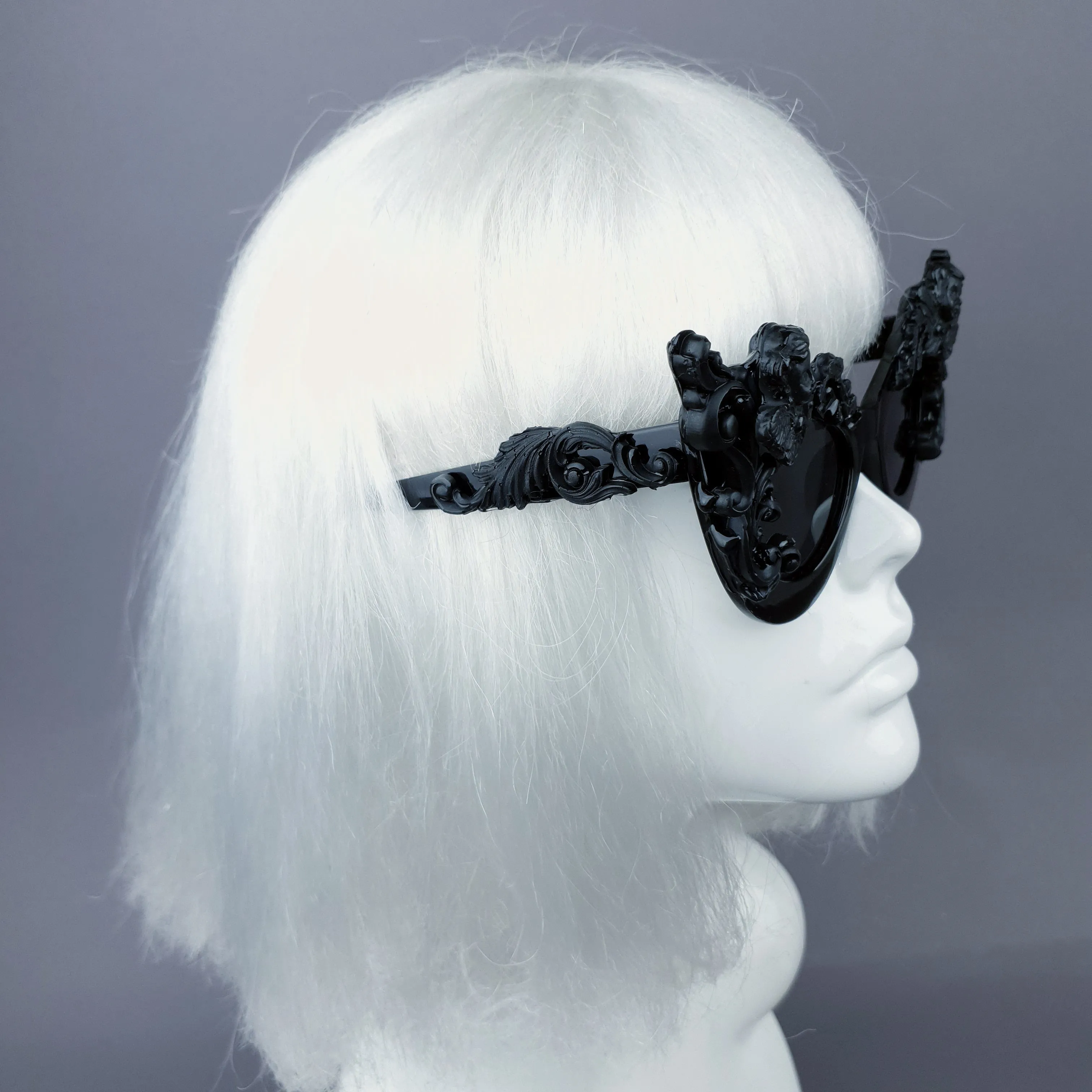 "Lestat" Black Filigree Cherub Catseye Sunglasses